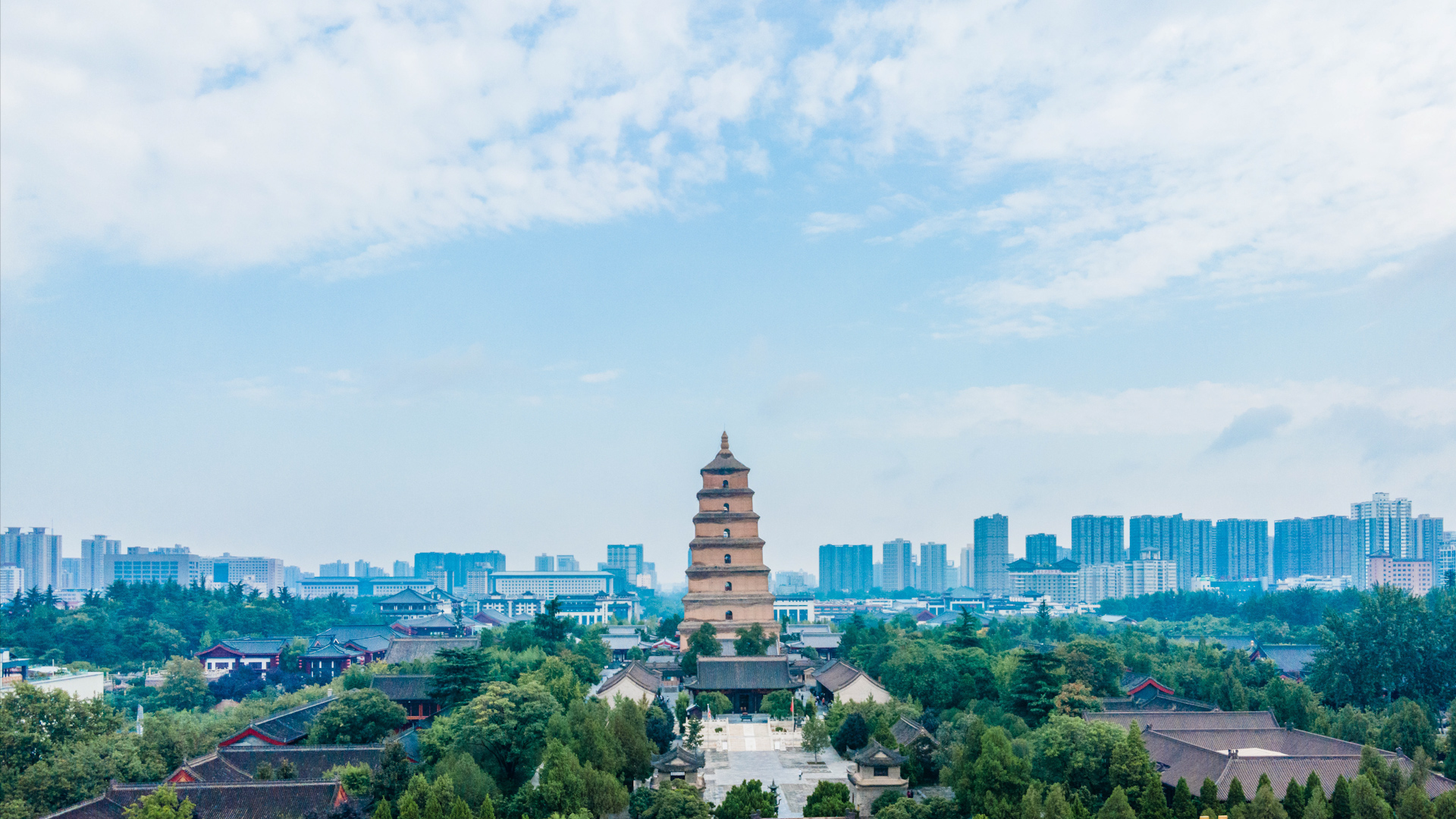 陕西省西安市大雁塔航拍